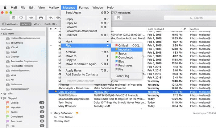set up rules for mailboxes on a mac